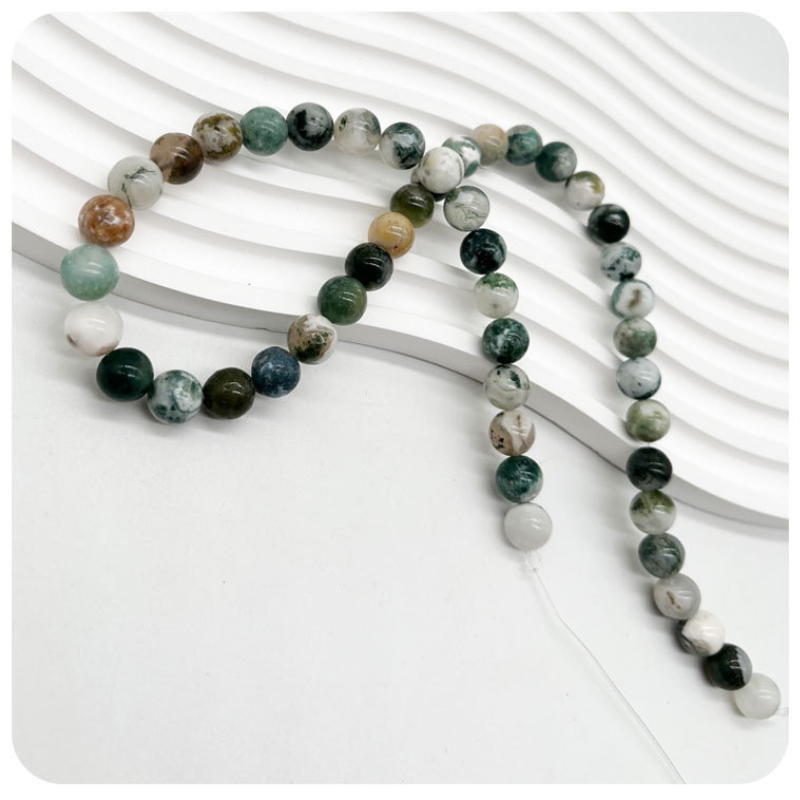 Moss Agate High GRADE Natural Nature Stone Gemstone Smooth Loose Round Beads Green Moss Agate