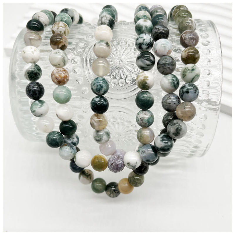 Moss Agate High GRADE Natural Nature Stone Gemstone Smooth Loose Round Beads Green Moss Agate