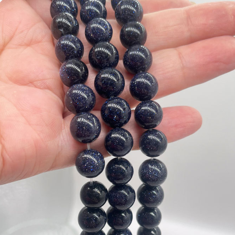 Blue Sand Stone Round Loose Spacer Beads For Jewelry Making DIY Bracelet Earring Accessories 