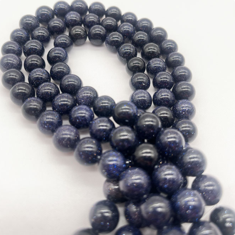 Blue Sand Stone Round Loose Spacer Beads For Jewelry Making DIY Bracelet Earring Accessories 