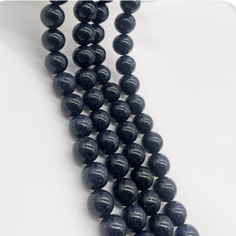 Blue Sand Stone Round Loose Spacer Beads For Jewelry Making DIY Bracelet Earring Accessories 