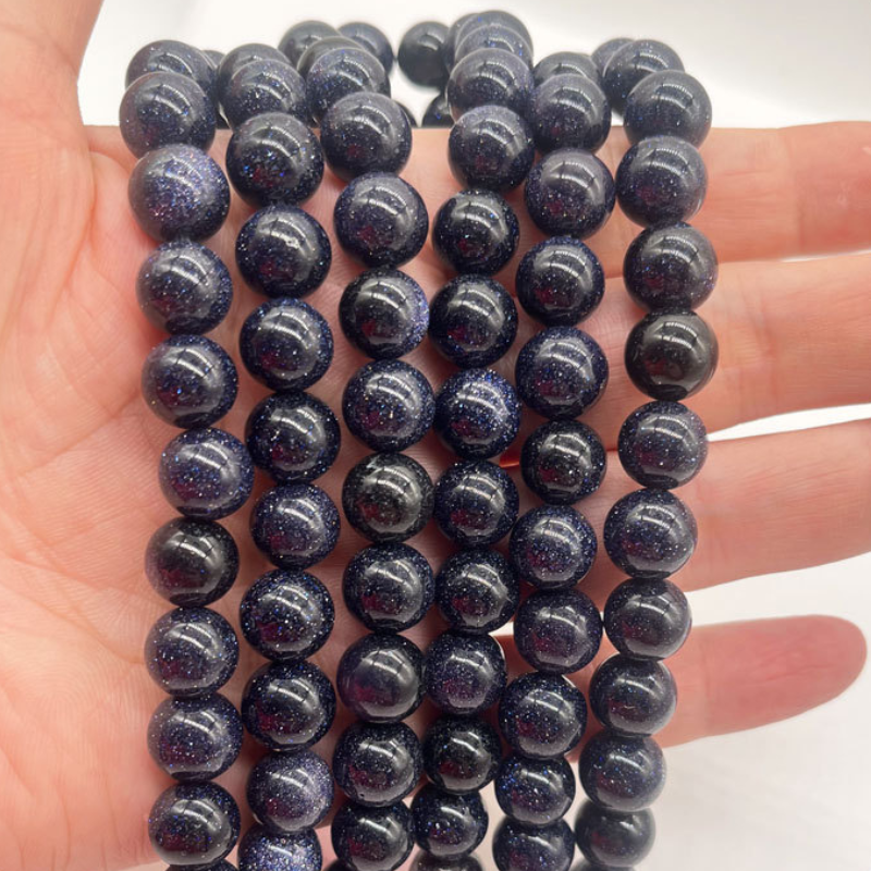 Blue Sand Stone Round Loose Spacer Beads For Jewelry Making DIY Bracelet Earring Accessories 