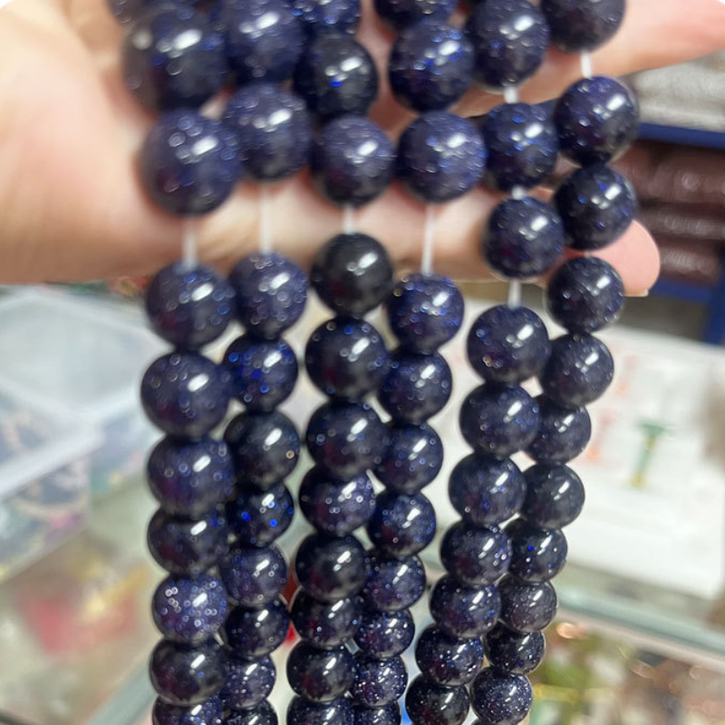 Blue Sand Stone Round Loose Spacer Beads For Jewelry Making DIY Bracelet Earring Accessories 