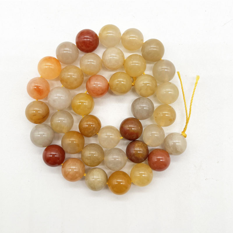 Natural Golden Silk Jade Jadeite Loose Beads for Jewelry Making Bracelets Necklace  DIY Stone Beads