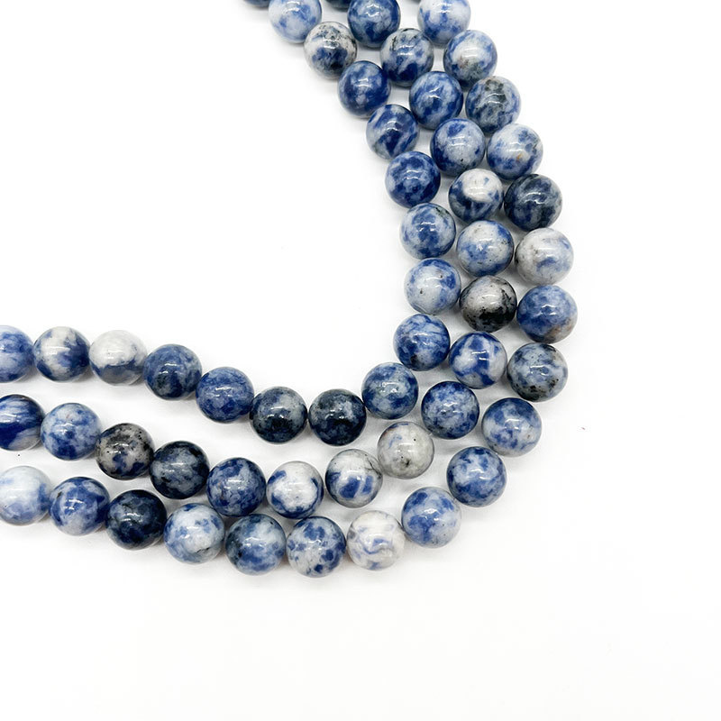 Natural Blue Spot Jasper Gemstone Loose Beads Strands Healing Crystals Beads Bracelet Jewelry Making