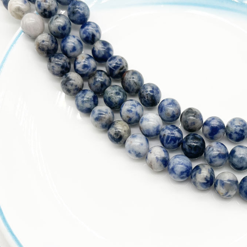 Natural Blue Spot Jasper Gemstone Loose Beads Strands Healing Crystals Beads Bracelet Jewelry Making