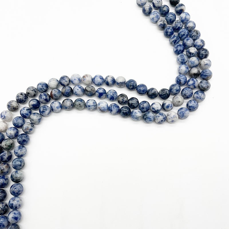 Natural Blue Spot Jasper Gemstone Loose Beads Strands Healing Crystals Beads Bracelet Jewelry Making