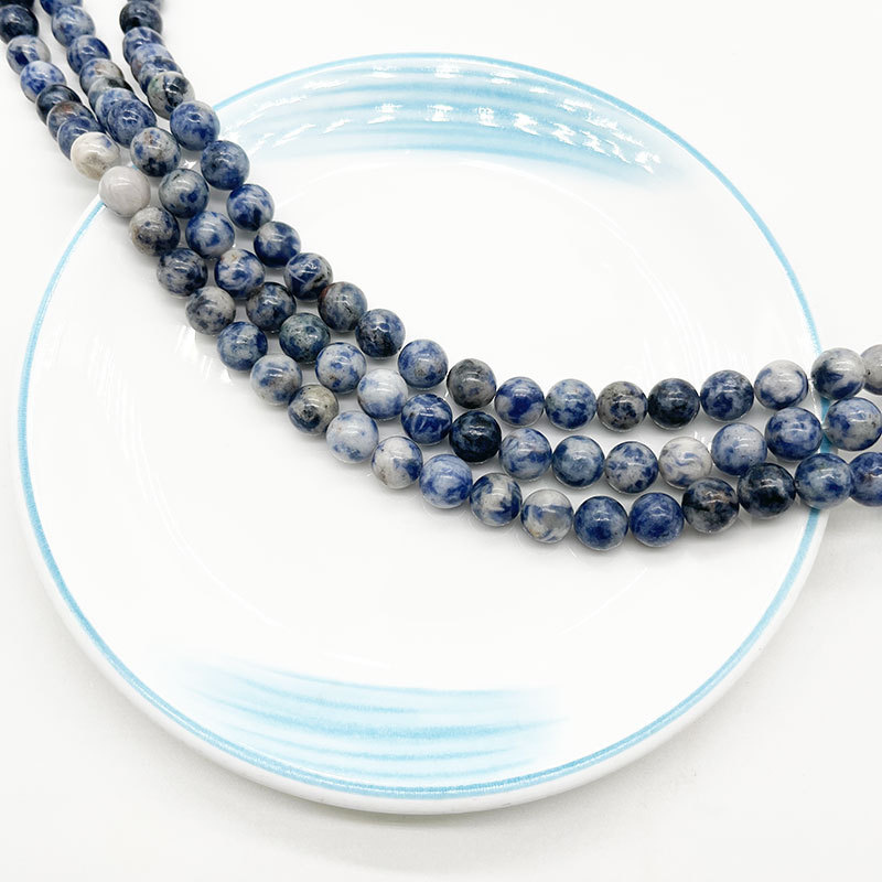 Natural Blue Spot Jasper Gemstone Loose Beads Strands Healing Crystals Beads Bracelet Jewelry Making