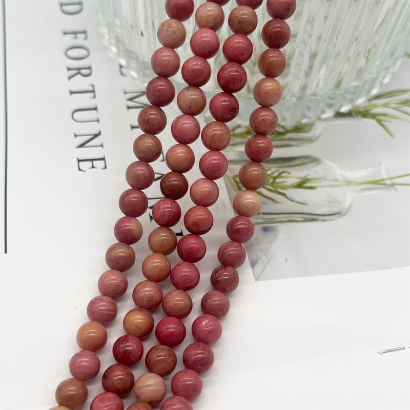 High Grade Genuine Natural Rose Pink Rhodonite Beads Round Smooth Gemstone Loose Beads for DIY 