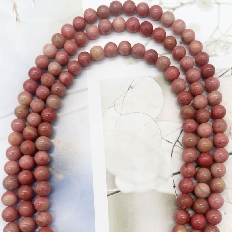 High Grade Genuine Natural Rose Pink Rhodonite Beads Round Smooth Gemstone Loose Beads for DIY 