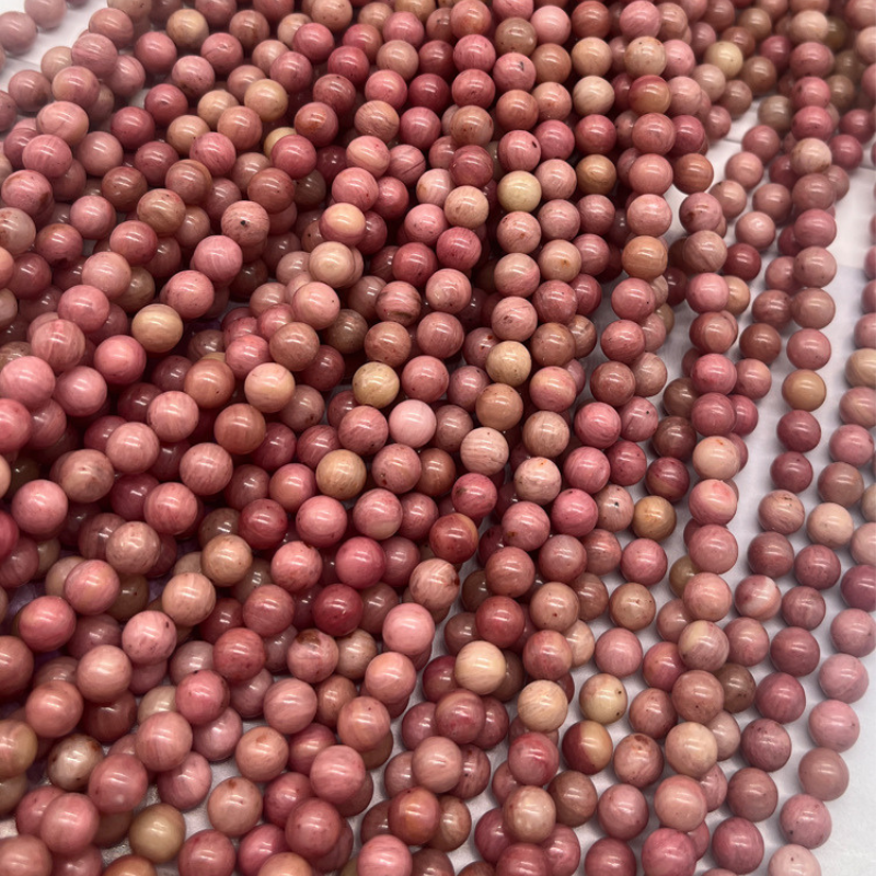 High Grade Genuine Natural Rose Pink Rhodonite Beads Round Smooth Gemstone Loose Beads for DIY 