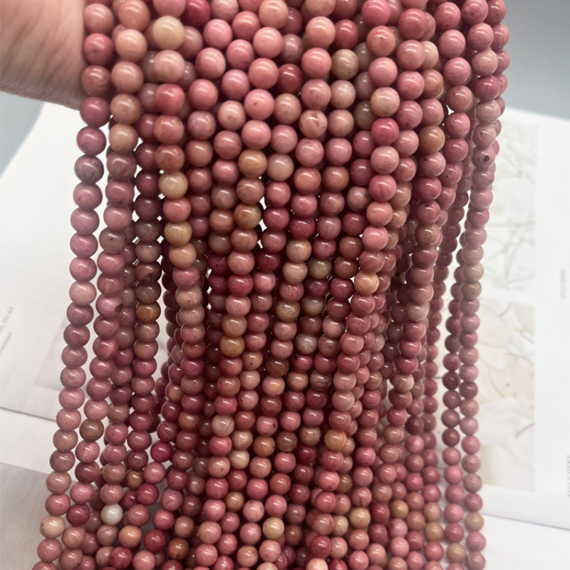 High Grade Genuine Natural Rose Pink Rhodonite Beads Round Smooth Gemstone Loose Beads for DIY 