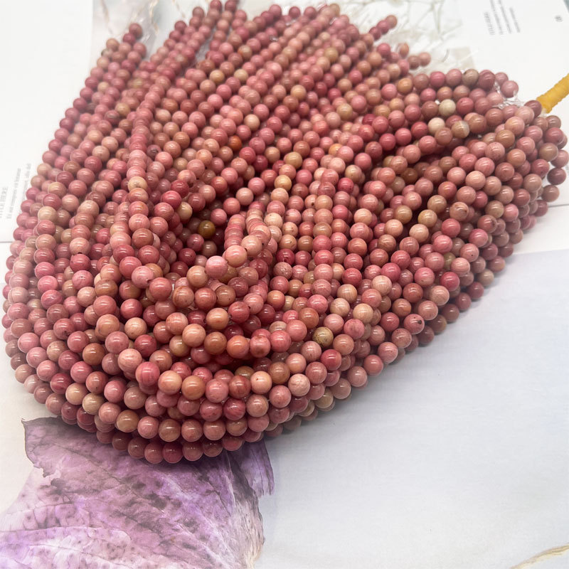 High Grade Genuine Natural Rose Pink Rhodonite Beads Round Smooth Gemstone Loose Beads for DIY 