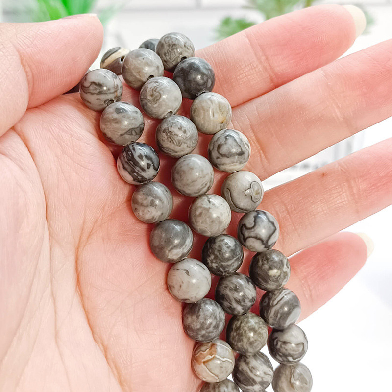 Map Jasper Round Beads Bracelet Natural Stone Beads For Jewelry Making Natural Map Jasper Beads