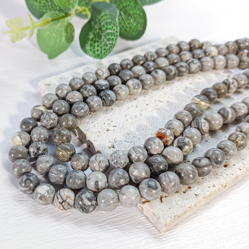 Map Jasper Round Beads Bracelet Natural Stone Beads For Jewelry Making Natural Map Jasper Beads