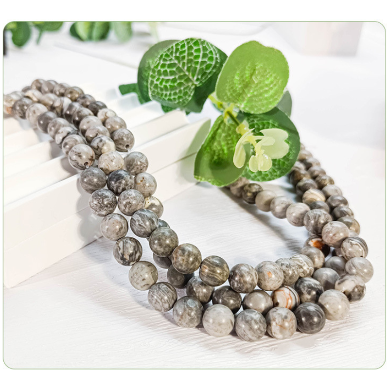 Map Jasper Round Beads Bracelet Natural Stone Beads For Jewelry Making Natural Map Jasper Beads