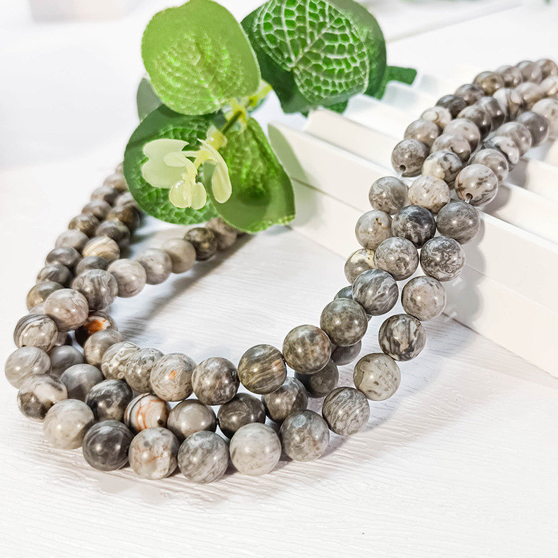 Map Jasper Round Beads Bracelet Natural Stone Beads For Jewelry Making Natural Map Jasper Beads