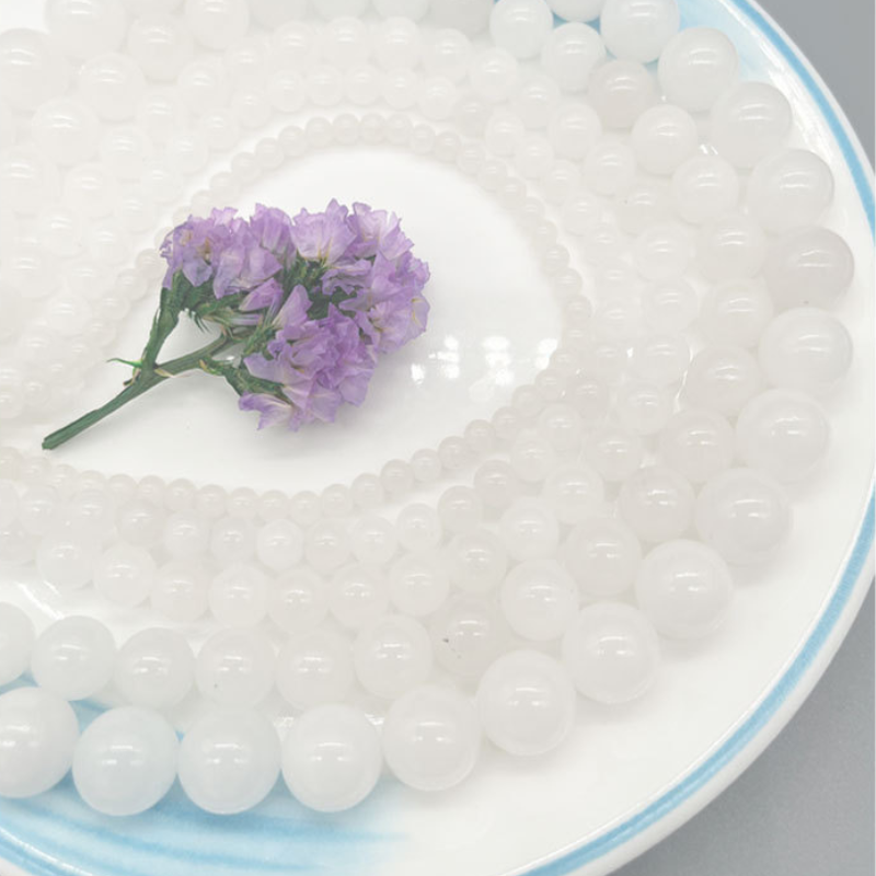 Factory Price Natural White Jade Stone Round 8mm Beads Line For Making Jewellry 