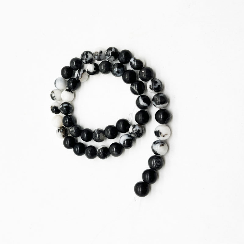 Black White Zebra Natural Stone Beads for Jewelry Making Energy Stone Healing Power Enjoy DIY Making
