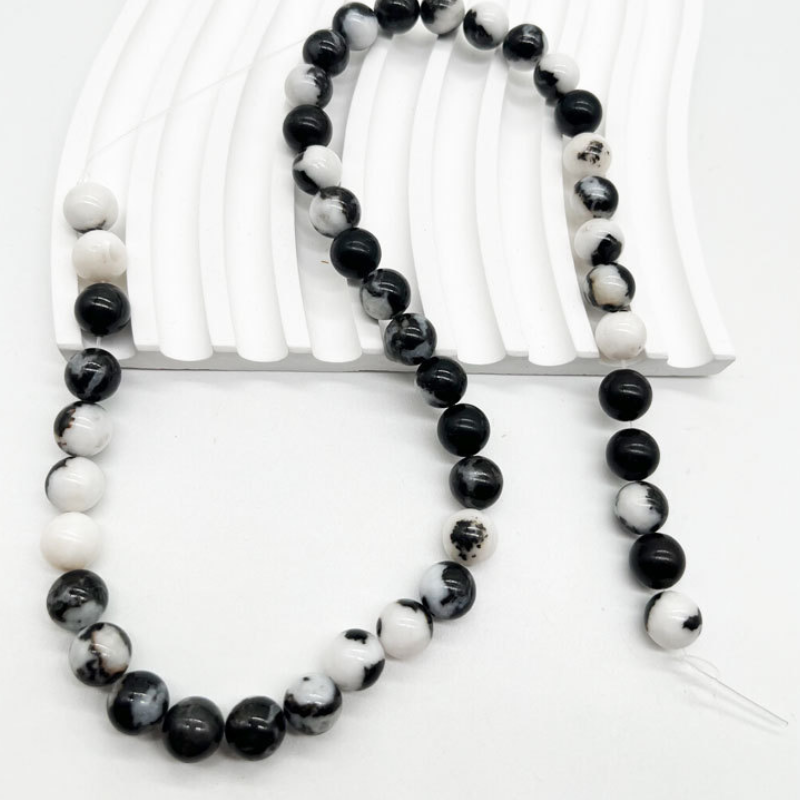 Black White Zebra Natural Stone Beads for Jewelry Making Energy Stone Healing Power Enjoy DIY Making