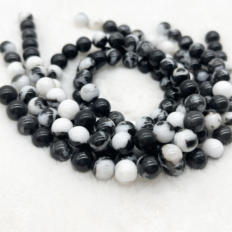 Black White Zebra Natural Stone Beads for Jewelry Making Energy Stone Healing Power Enjoy DIY Making