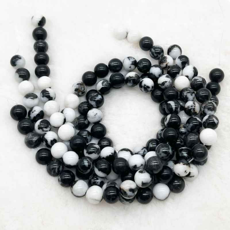 Black White Zebra Natural Stone Beads for Jewelry Making Energy Stone Healing Power Enjoy DIY Making