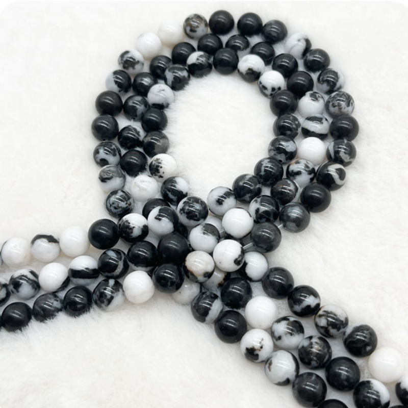 Black White Zebra Natural Stone Beads for Jewelry Making Energy Stone Healing Power Enjoy DIY Making