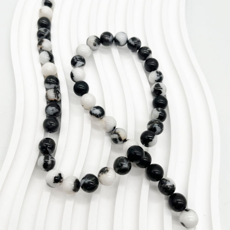 Black White Zebra Natural Stone Beads for Jewelry Making Energy Stone Healing Power Enjoy DIY Making