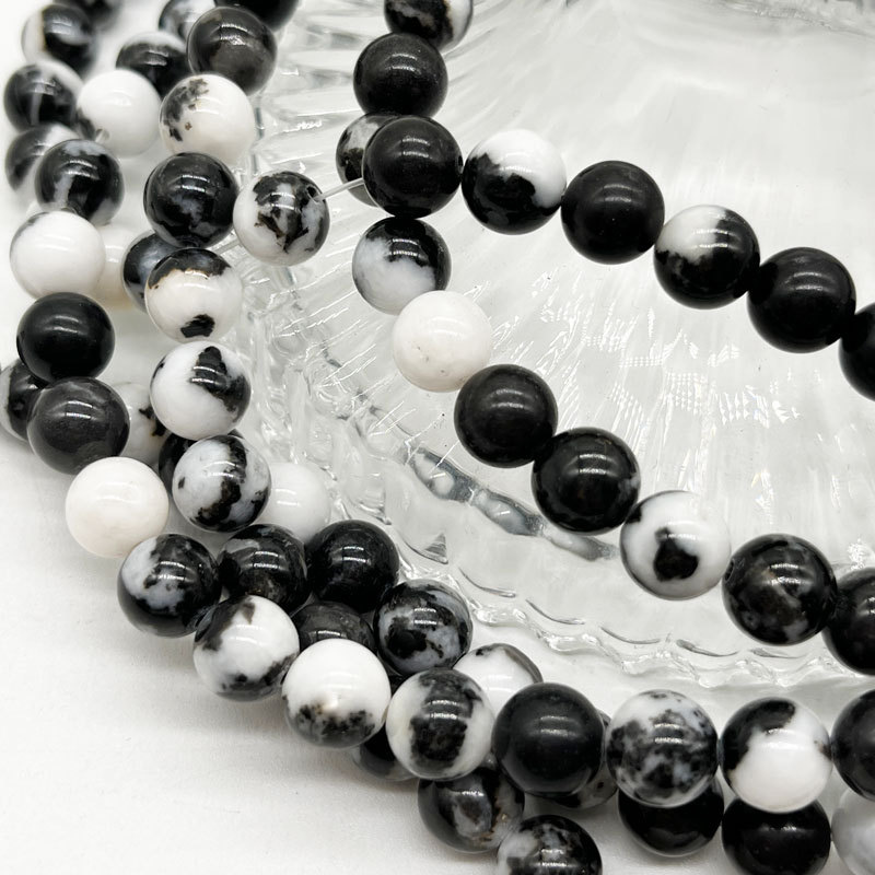 Black White Zebra Natural Stone Beads for Jewelry Making Energy Stone Healing Power Enjoy DIY Making