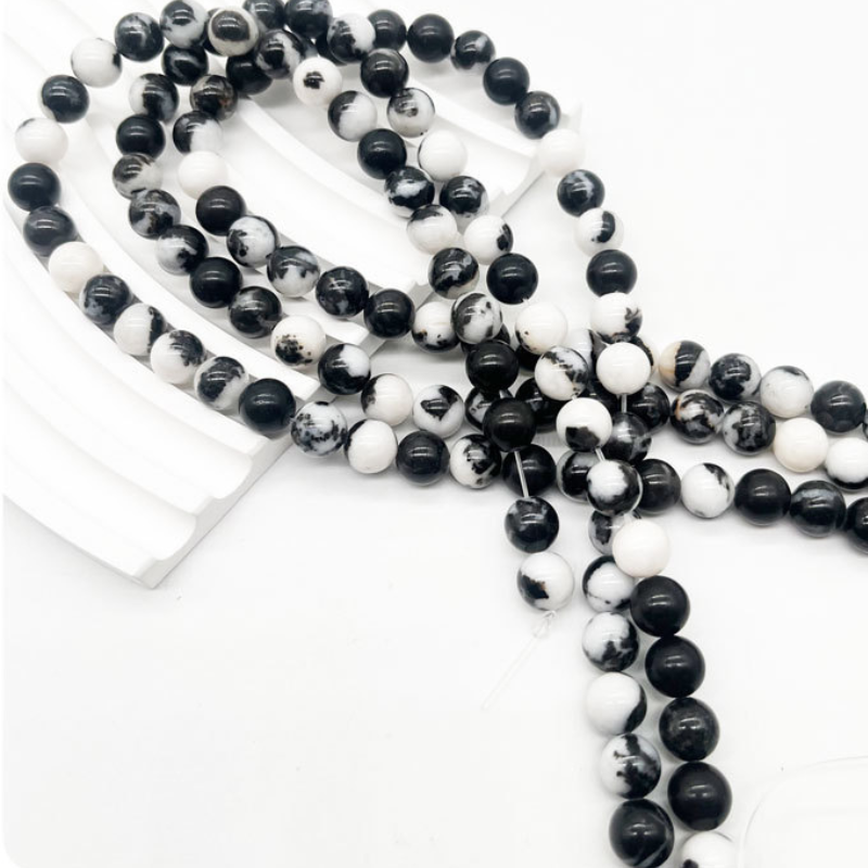 Black White Zebra Natural Stone Beads for Jewelry Making Energy Stone Healing Power Enjoy DIY Making