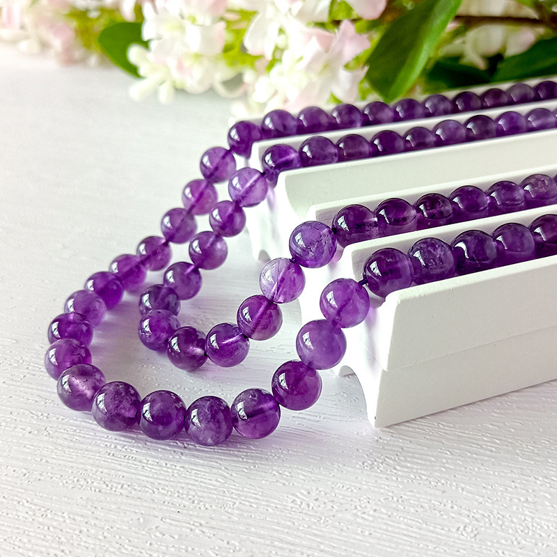 Natural Amethyst Gemstone Beads Round Shape Smooth Beads Amethyst Bead Necklace Bracelet For Jewelry