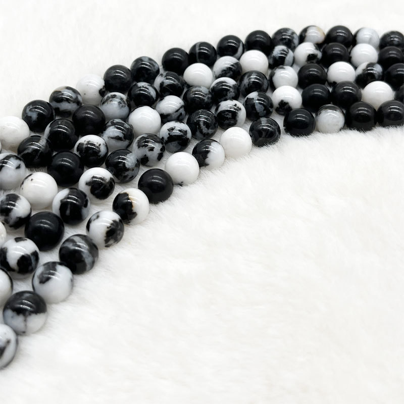 Black White Zebra Natural Stone Beads for Jewelry Making Energy Stone Healing Power Enjoy DIY Making