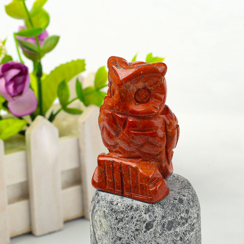 Natural Stone Crystal Carving Animal Figurine Delicate Crystal Night Owl Gemstone for Home Decor