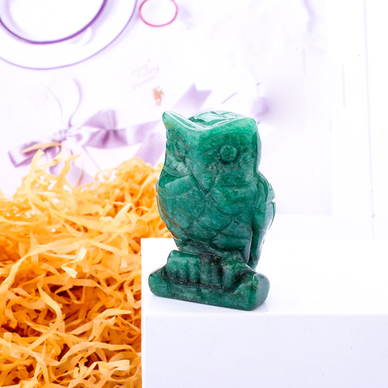 Natural Stone Crystal Carving Animal Figurine Delicate Crystal Night Owl Gemstone for Home Decor
