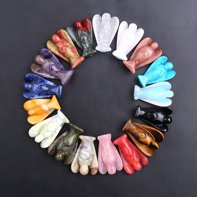 Natural Crystal Stone Hand Carved 1.5 or 2 Inch Clear Quartz Angle Rose Quartz Angle For Decoration