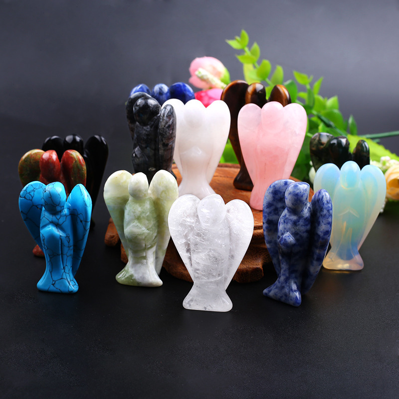 Natural Crystal Stone Hand Carved 1.5 or 2 Inch Clear Quartz Angle Rose Quartz Angle For Decoration