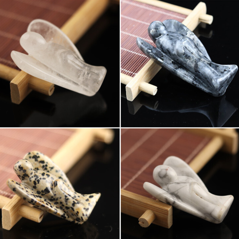 Natural Crystal Stone Hand Carved 1.5 or 2 Inch Clear Quartz Angle Rose Quartz Angle For Decoration