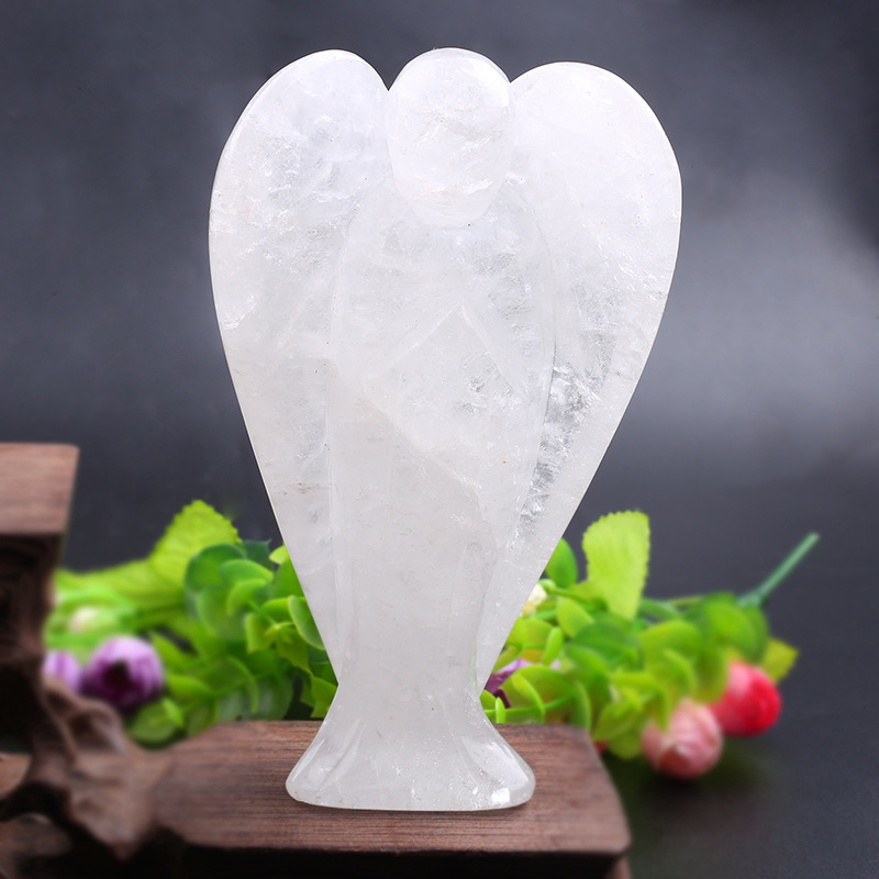 Natural Crystal Stone Hand Carved 1.5 or 2 Inch Clear Quartz Angle Rose Quartz Angle For Decoration