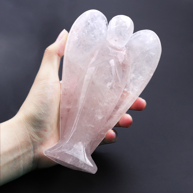 Natural Crystal Stone Hand Carved 1.5 or 2 Inch Clear Quartz Angle Rose Quartz Angle For Decoration