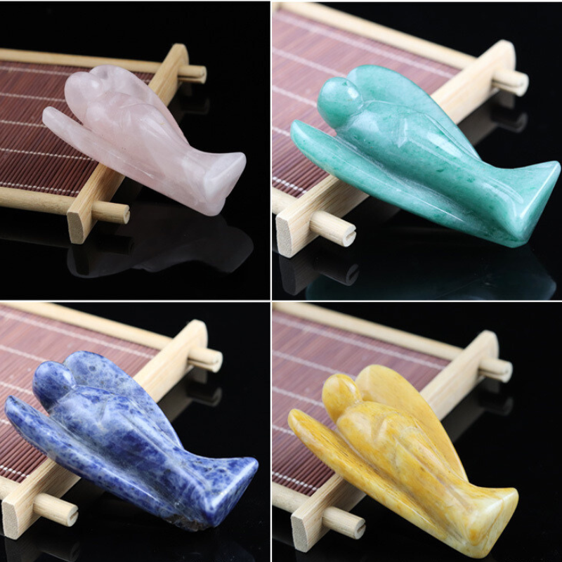 Natural Crystal Stone Hand Carved 1.5 or 2 Inch Clear Quartz Angle Rose Quartz Angle For Decoration