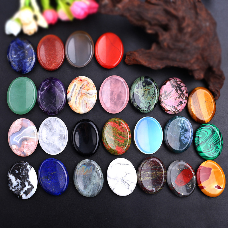 Assorted Colors Natural Crystal Gemstone Worry Stone Thump Massage Scraping Jade Healing Energy