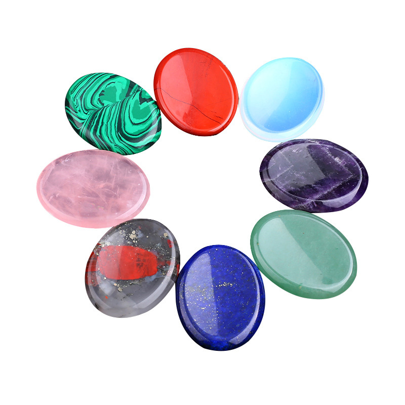 Assorted Colors Natural Crystal Gemstone Worry Stone Thump Massage Scraping Jade Healing Energy