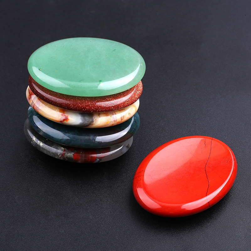Assorted Colors Natural Crystal Gemstone Worry Stone Thump Massage Scraping Jade Healing Energy