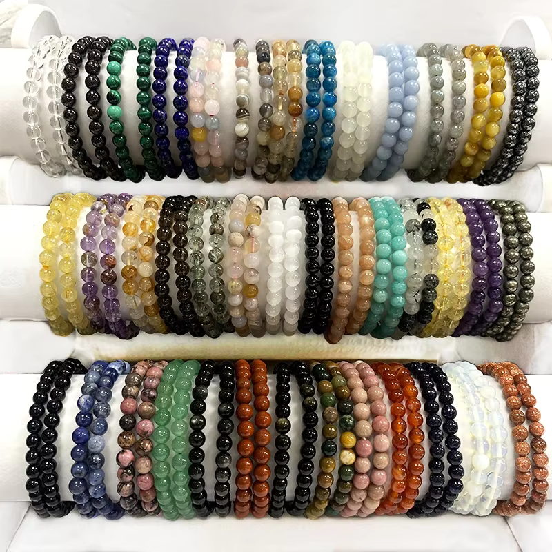 Natural Stone Jewelry Gift Handmade Genuine Crystal Healing Gemstone Beaded Stretch Bracelets